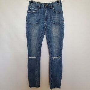 ONE X ONE TEASPOON HIGH WAIST FREEBIRD II SKINNEY JEAN DISTRESS BUSTED KNEES 25